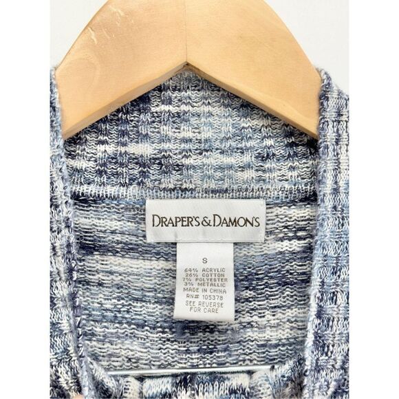 Draper & Damon’s Knit Sweater Mock Neck Pullover Silver Blue Long Sleeve - Picture 8 of 9